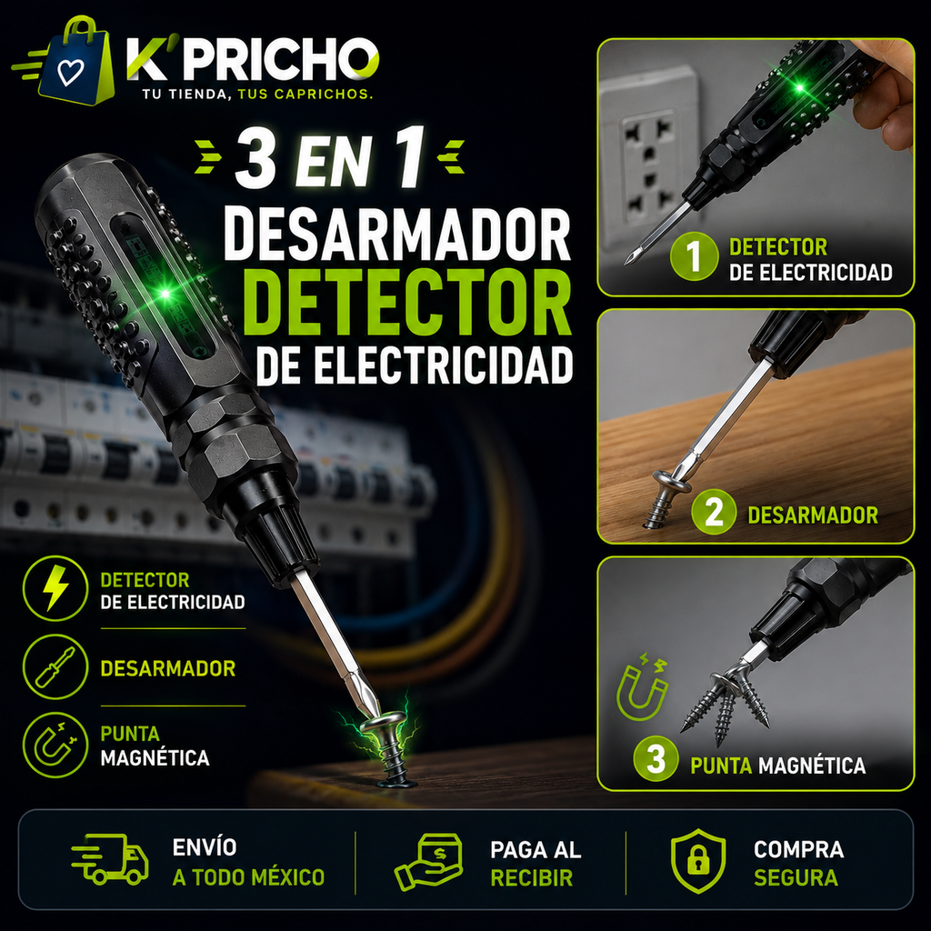 Desarmador Detector de Electricidad Magnético 3 en 1