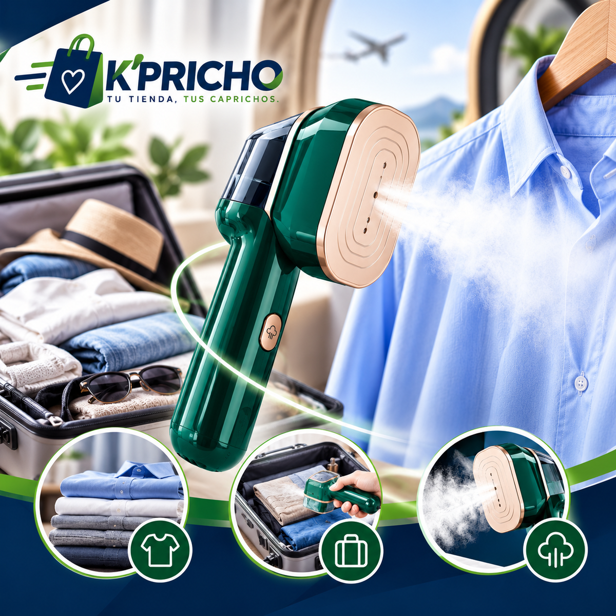 Plancha a Vapor Portátil – Rápida, Compacta y Práctica